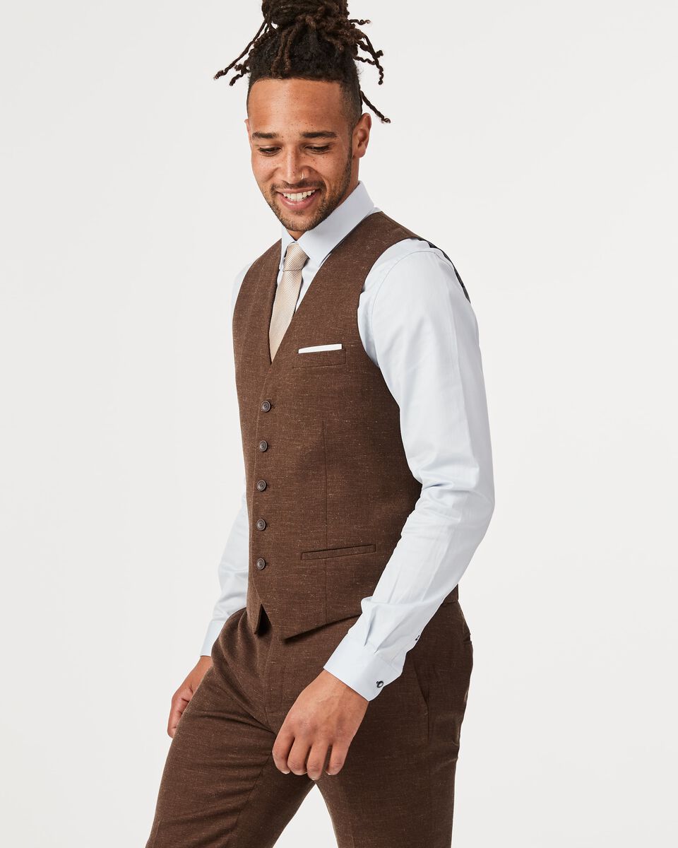 Mens Chocolate Brown Tailored Suit Vest